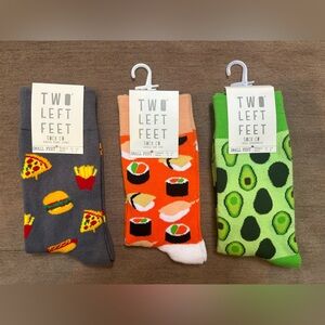 NWT TWO LEFT FEET Novelty Fun Socks Men's Women's Set of 3 Size S/M